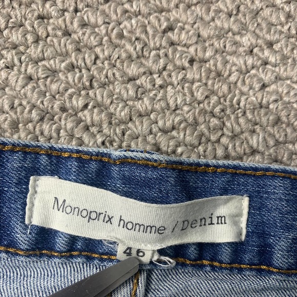 Monoprix Homme Mens Jeans Size 46 Blue Medium‎ Wash Denim Slim Fit Straight - Picture 10 of 13